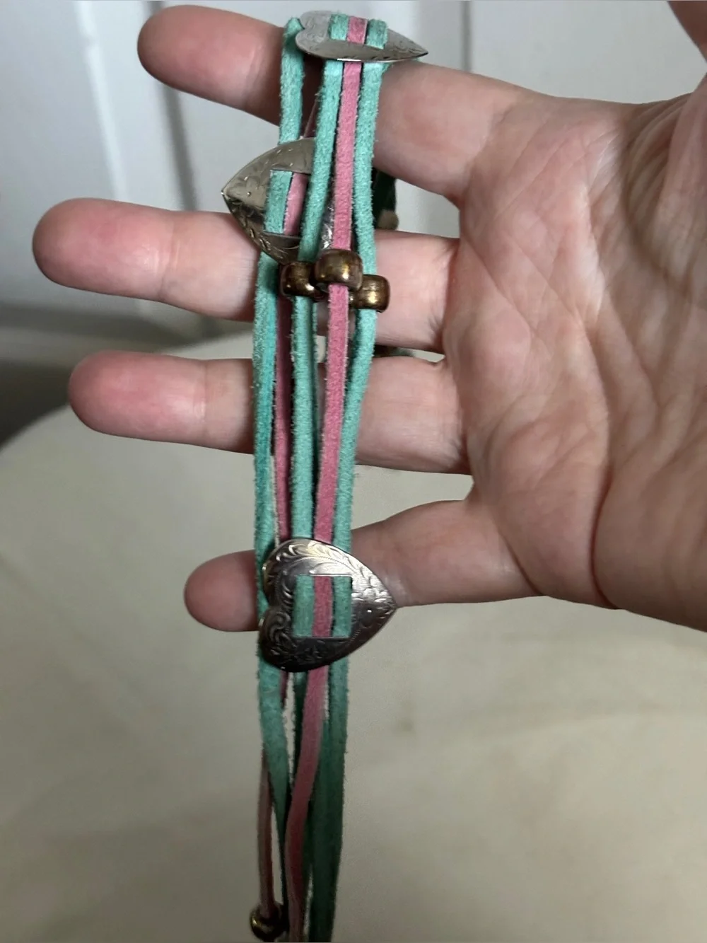 1980s Leather and Heart Concho Belt
